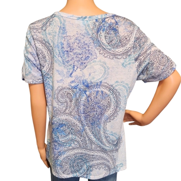 WM Y2K Embellished Paisley Tee Sz XL Fashion Bug Fairycore Bling 00s Spring - Picture 2 of 14